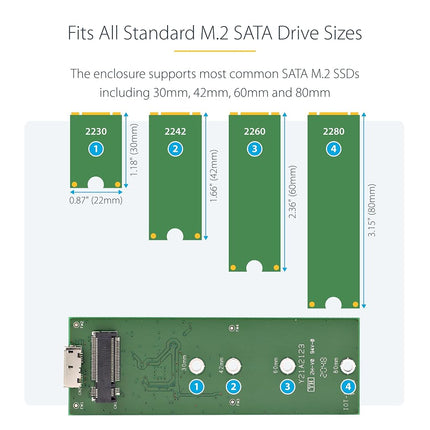 StarTech M.2 SATA SSD Enclosure, USB 3.1 10Gbps, Aluminium (SM21BMU31C3)