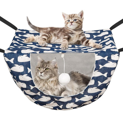 JSPYFITS Cat Cage Hammock with Ball,Double Layer H