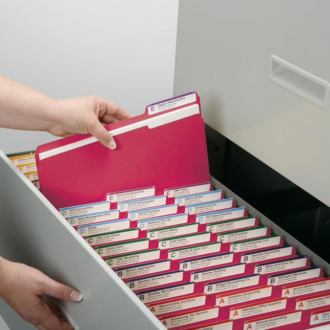 Smead File Folder, 1/3-Cut Tab, Letter Size, Red, 100 per Box (12743)