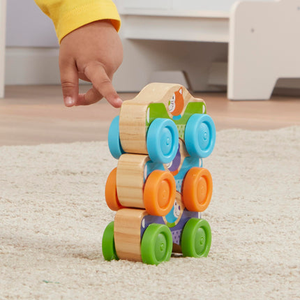 Melissa & Doug Premiers jeux - Voitures empilables en bois animaux (jouet de développement pour bébés et tout-petilles, 3 pièces)