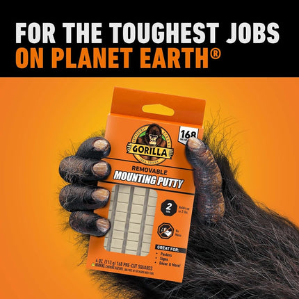 Gorilla Mounting Paint, Natural Brown, 168 Pre-Cut Squares (Pack of 1) - Removable and Repositionable Non-Toxic Wall Putty
