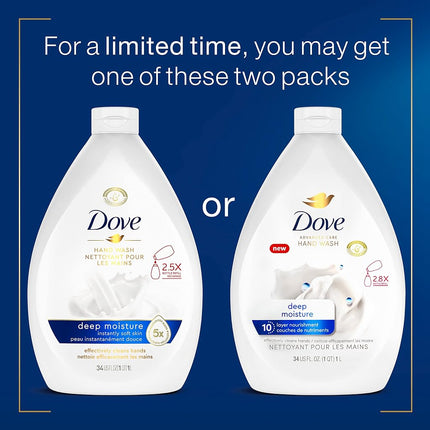 Dove Advanced Care Hand Wash Deep Moisture Pack of 3 for Soft, Smooth Skin More Moisturizers Than The Leading Ordinary Hand Soap, 34 oz
