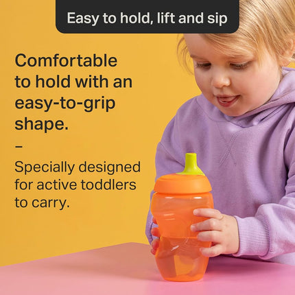 Tommee Tippee Sportee Bottle, Sippy Cup for Toddlers, 12 Months+, 10oz, Spill-Proof, Bite Resistant Spout, Easy to Hold Design, Pack of 3, Purple, Red and Orange