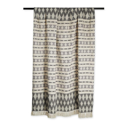 Jeté de lit DII Classic Colby en coton à rayures avec franges, 127 x 152 cm, noir et gris