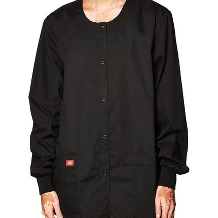 Dickies EDS Signature Scrubs for Women, Snap Front Scrub Jacket in Soft Brushed Poplin 86306, Black, 5XL Plus