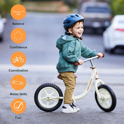 Retrospec Cub 2 Bicicleta de Equilibrio de 12" para Niños Pequeños, 18 Meses - 3 Años, Bicicleta de Iniciación Sin Pedales para Niñas y Niños, Neumáticos sin Pinchazos, Asiento Ajustable y Cuadro Duradero