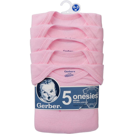 Gerber Baby 5-Pack Solid Onesies Bodysuits, Pink, 24 Months