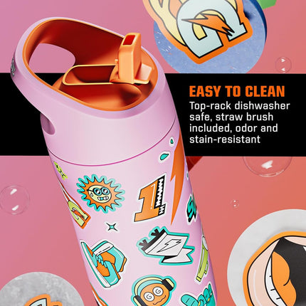 Gatorade Kids' Rookie Red Metal Water Bottle, 12oz, Stainless Steel Bottle, Double-Wall Insulation, Vacuum Insulated, Thermo Mug, Keeps Drinks Hot and Cold