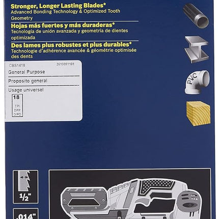 BOSCH CBS1418 3 Pc. 28-7/8 In. 14-18 TPI General-Purpose Portable Band Saw Blades