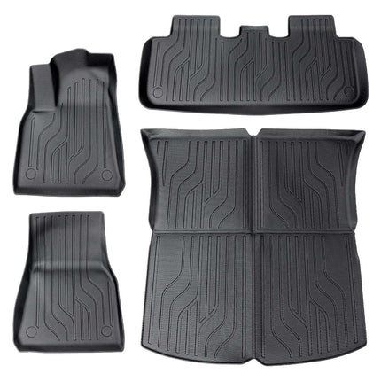 Floor Mats for Tesla Model Y 2021-2023 2024, 4 Pcs Mats Custom Fit All Weather, Waterproof TPE Interior Cargo Liners & Rear Trunk Mats with Anti-Slip for Model Y 5-Seater (Not Fit 7-Seat)