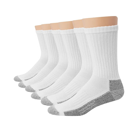 Hanes Men's Work Socks, 6-Pack, White, 12-14