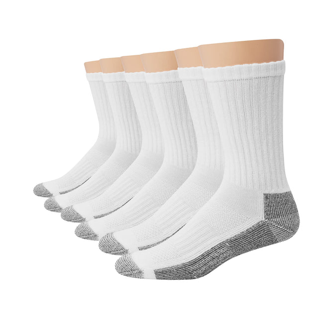 Hanes Men's Work Socks, 6-Pack, White, 6-12