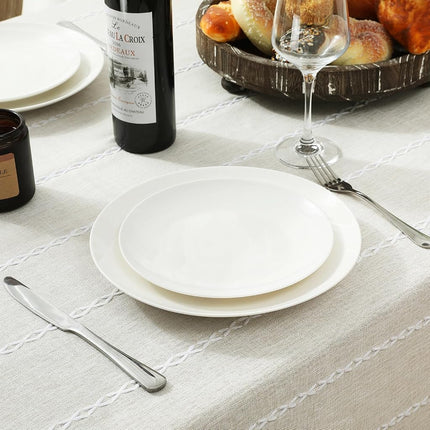Chassic 60 x 104 inches Farmhouse Style Linen tablecloths, Wrinkle Resistant Washable Dining Room Table Cloths for 6 Foot Rectangle Tables - Ivory