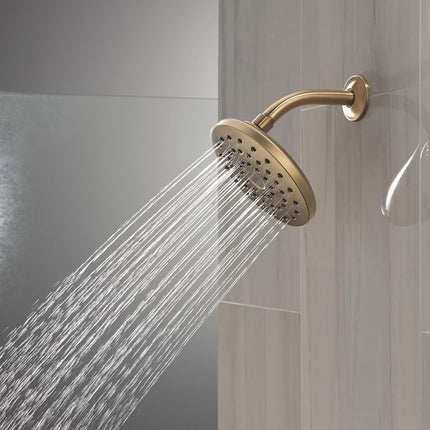 Delta PivotPro Brushed Gold Rain Showerhead, Single Setting 7 Inch Round Shower Head, Showerheads, 1.75 GPM Flow Rate, Champagne Bronze 75104CZ