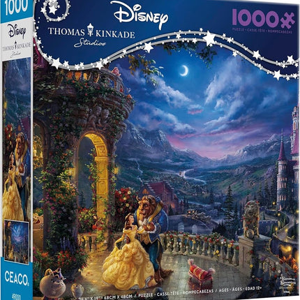 Ceaco - Thomas Kinkade - Disney - Beauty & The Beast Dancing in The Moonlight - 1000 Piece Jigsaw Puzzle