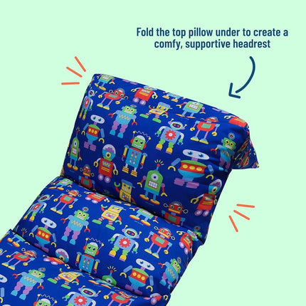 Wildkin Kids Floor Lounger – Pillow Lounger, Travel-Friendly, Ideal for Sleepovers, Fits Standard Pillows - Robots
