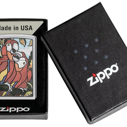 Zippo Parrot Pals Design High Polish Chrome Pocket Lighter