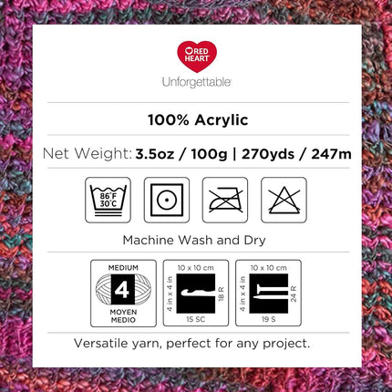 Red Heart Boutique Unforgettable Echo Yarn - 3 Pack of 100g/3.5oz - Acrylic - 4 Medium (Worsted) - 270 Yards - Knitting/Crochet