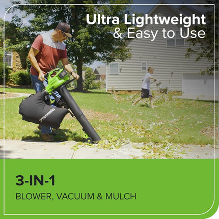 Greenworks 48V (24V x 2) 520 CFM Brushless Leaf Blower/Vacuum w/ (2) 4.0Ah Battery & Dual Port Charger