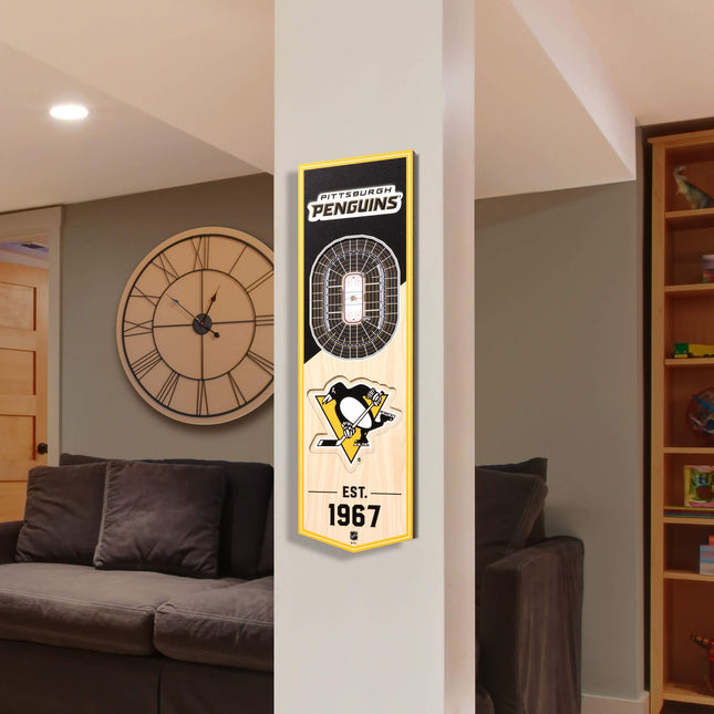 YouTheFan NHL Pittsburgh Penguins - PPG Paints Arena 3D Banner, Team Colors, 6" x 19"