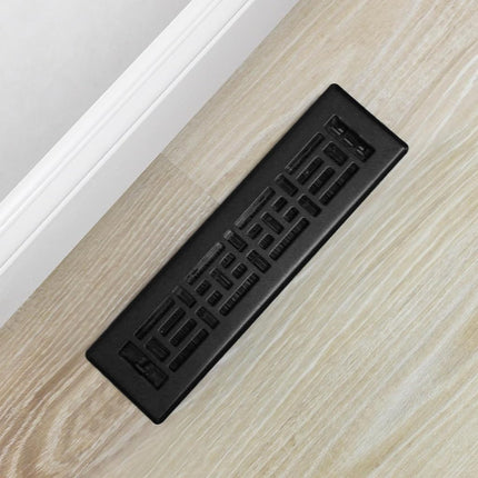 Decor Grates AJH212-BLK Oriental Floor Register, 2x12 Inches, Textured Black