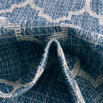 Unique Loom Outdoor Trellis Collection Area Rug - Trellis (Round 3' 3" x 3' 3", Navy Blue/Ivory)