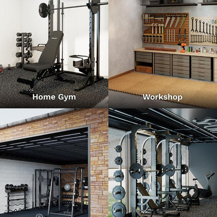 AIRHOP 1.4 cm Thick Exercise Equipment Mats, 2.16 m², 6 Tiles with Upgraded Rubber Top and High-Density EVA Foam, Large Interlocking Puzzle Gym Flooring for Home Gym, Heavy-Duty Workout, 60 x 60 cm