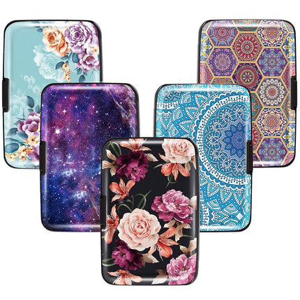 Mini porte-cartes Coco Rossi pour femme ou homme, étui rigide fin anti-RFID pour cartes d'identité, portefeuille de voyage, rose noir, S