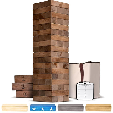 GoSports Giant Wooden Toppling Tower - Stacks Up t
