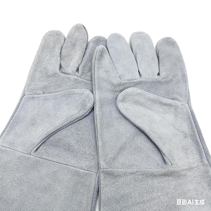 Cxqunzon Leather Welding Gloves - Lite Duty Thick Cow Split Leather, Heat & Fire Resistant, Soft for TIG/MIG Welding, Grilling, BBQ & Fireplace (Gray)