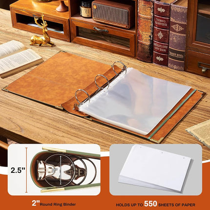 Ovesmusl Sunflower PU Leather 3 Ring Binder 2 Inch Fits 8.5"x11" Paper