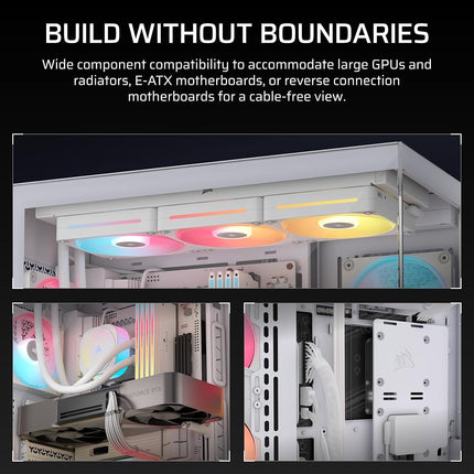 CORSAIR 3500X LX-R RGB iCUE LINK Panoramic Mid-Tower PC Case – 3x Pre-Installed LX120-R RGB Fans, Includes iCUE LINK System Hub, GPU Anti-Sag Arm, Fits up to 10x 120mm Fans – White
