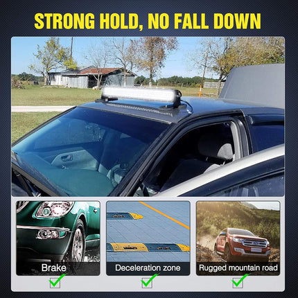 Nilight 2PCS Magnetic Base LED Light Bar Mounting Brackets, Powerful Sucker Holder for Straight Curved Side-Mounted Light Bar Mounting on Hood Roof