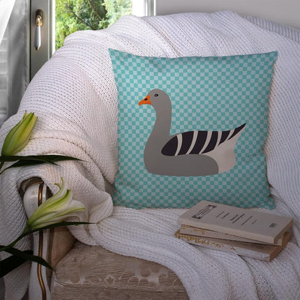 Caroline's Treasures BB8067PW1414 Pilgrim Goose Blue Check Fabric Decorative Pillow , 14Hx14W, Multicolor