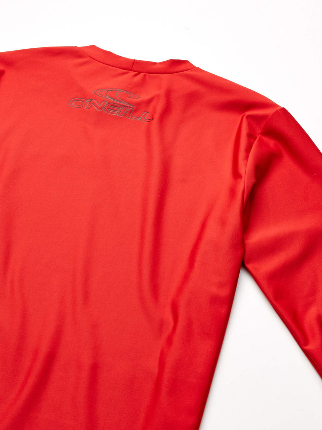 O'Neill Youth Basic Skins 50+ Long Sleeve Sun Shirt, Red, 8