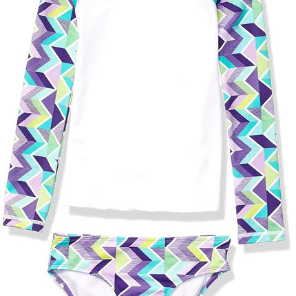 Ensemble de bain deux pièces Kanu Surf à manches longues anti-UV UPF 50+ pour filles, violet rubis, taille 8
