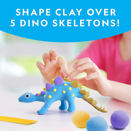 NATIONAL GEOGRAPHIC Clay Dinosaur Craft Kit – Dinosaur Arts & Crafts for Kids with 5 Colors of Air Dry Clay, 5 Dino Skeletons, Googly Eyes, Sculpting Tool, STEM Activity for Boys & Girls
