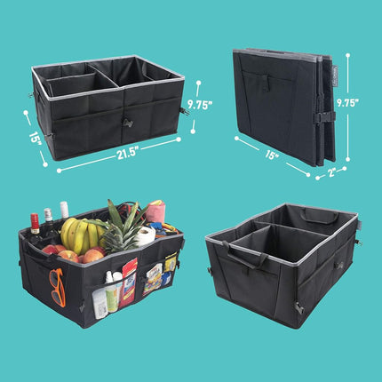 FH GROUP FH1141GRAY Collapsible Multi-Compartment Trunk, Cargo Car, Gray Storage Organizer