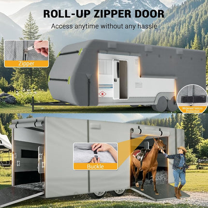 GarveeTech Travel Trailer RV Cover 27-30 FT, Upgraded 7 Layers Top Camper Cover, Heavy Duty Motorhome Covers Windproof Waterproof and Anti-UV Camping Travel Covers