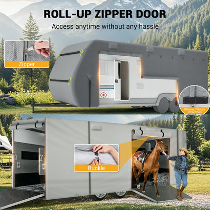 GarveeTech Travel Trailer RV Cover 27-30 FT, Upgraded 7 Layers Top Camper Cover, Heavy Duty Motorhome Covers Windproof Waterproof and Anti-UV Camping Travel Covers