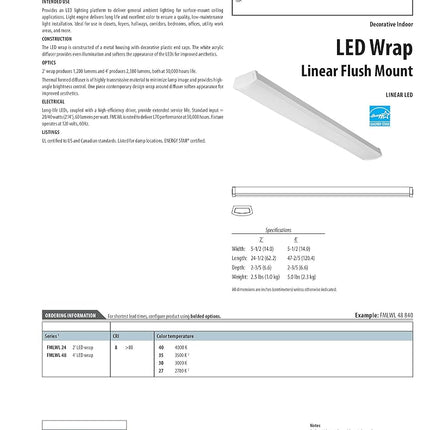 Lithonia Lighting FMLWL 48 835 4 ft. White LED Wraparound Flushmount, 3500K