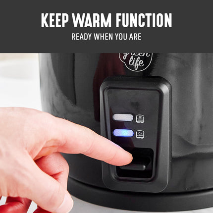 GreenLife Electric Rice Cooker, 3-Cups Uncooked/6-Cups Cooked, Removable PFAS-Free Nonstick Pot, One-Switch Design, Auto Keep Warm, Small Space Saving, Rice Paddle, Soup, Grains, Oatmeal, 1.5 QT
