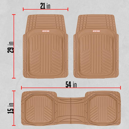 Motor Trend FlexToughXL Floor Mats for Cars Full Set, All-Weather Rubber Automotive Floor Mats, Waterproof Heavy Duty Car Mats, Flexible Floor Liners for Car Truck Van SUV, Car Floor Mats (Beige)
