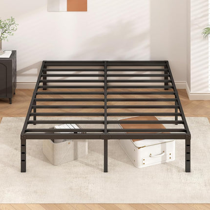 HLIPHA Metal Platform Bed Frame 16 Inch Tall,No Box Spring Needed,Queen Size Bed with Heavy Duty Strong Support Slats,Easy to Assemble,Black