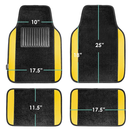 FH Group F14407YELLOW Universal Fit Premium Carpet Yellow Automotive Floor Mats fits most Cars, SUVs, and Trucks with Driver Heel Pad, Full Set