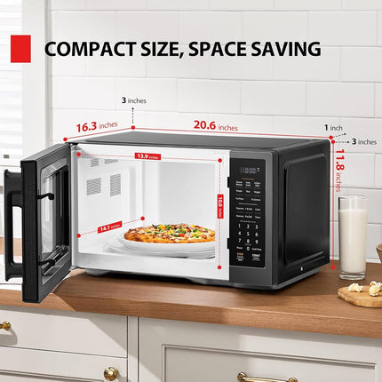 TOSHIBA ML4-EM12PA(BS) Horno microondas de encimera con diseño elegante como electrodoméstico esencial de cocina, sensor inteligente, 13 menús automáticos y función de silencio, 1.2 pies cúbicos con plato giratorio de 12.4", 1000W, acero inoxidable negro