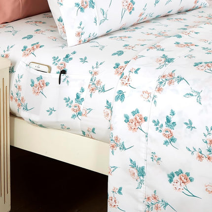 Elegant Comfort Softest and Coziest 4-Piece Sheet Set - 1500 Premium Hotel Quality Microfiber - Deep Pocket, Wrinkle Resistant 4-Piece Floral Bed Sheet Set, Twin, Celia Pink