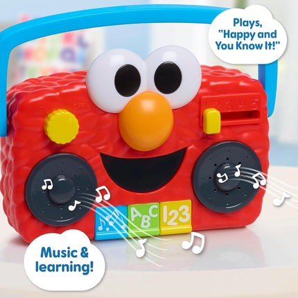Just Play Sesame Street Elmo Take Along Boombox with Lights and Sounds, Interactive Toy, 14 cm, Learning and Education, Toy for Children from 2 Years