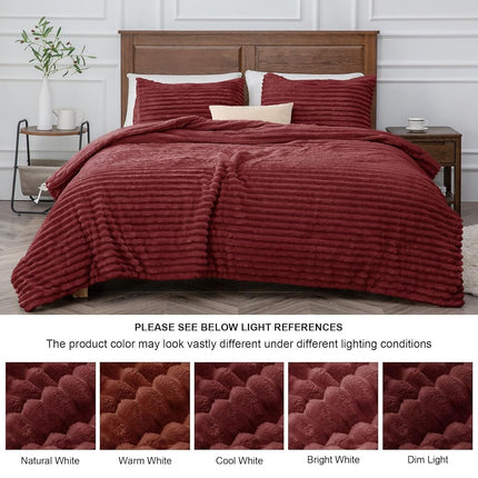 BEDELITE Fleece Twin Comforter Set -Super Soft & Warm Fluffy Burgundy Bedding, Luxury Fuzzy Heavy Bed Set for Winter with 1 Pillow case