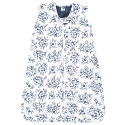 Hudson Baby Unisex Baby Plush Faux Fur Sleeping Bag, Wearable Blanket, Blue Toile, 0-6 Months, Blue Toile, 0-6 Months